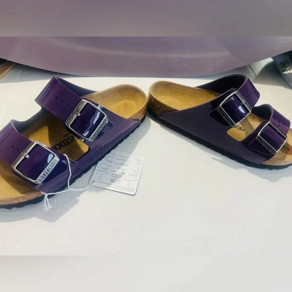 Birkenstock  Arizona  Purple  Patent sandals  Size 8 BNWT - Picture 5 of 9